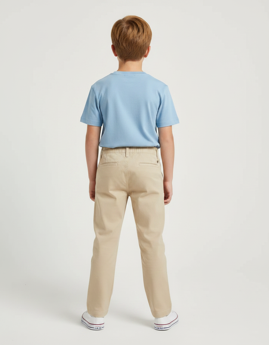 Pantalon Chino Beige Coton Droit Garçon Élastique - vue 2