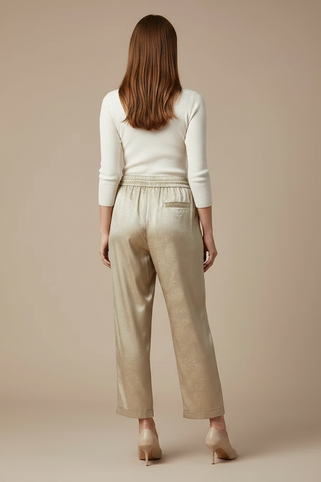 Pantalon Chino Doré Soie Ample Fluide Élégant - vue 2