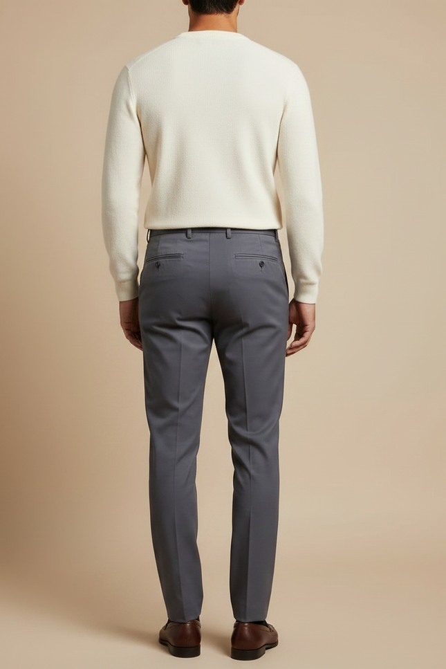 Pantalon Chino Gris Anthracite Homme Élégant Slim - Gabardine - vue 2