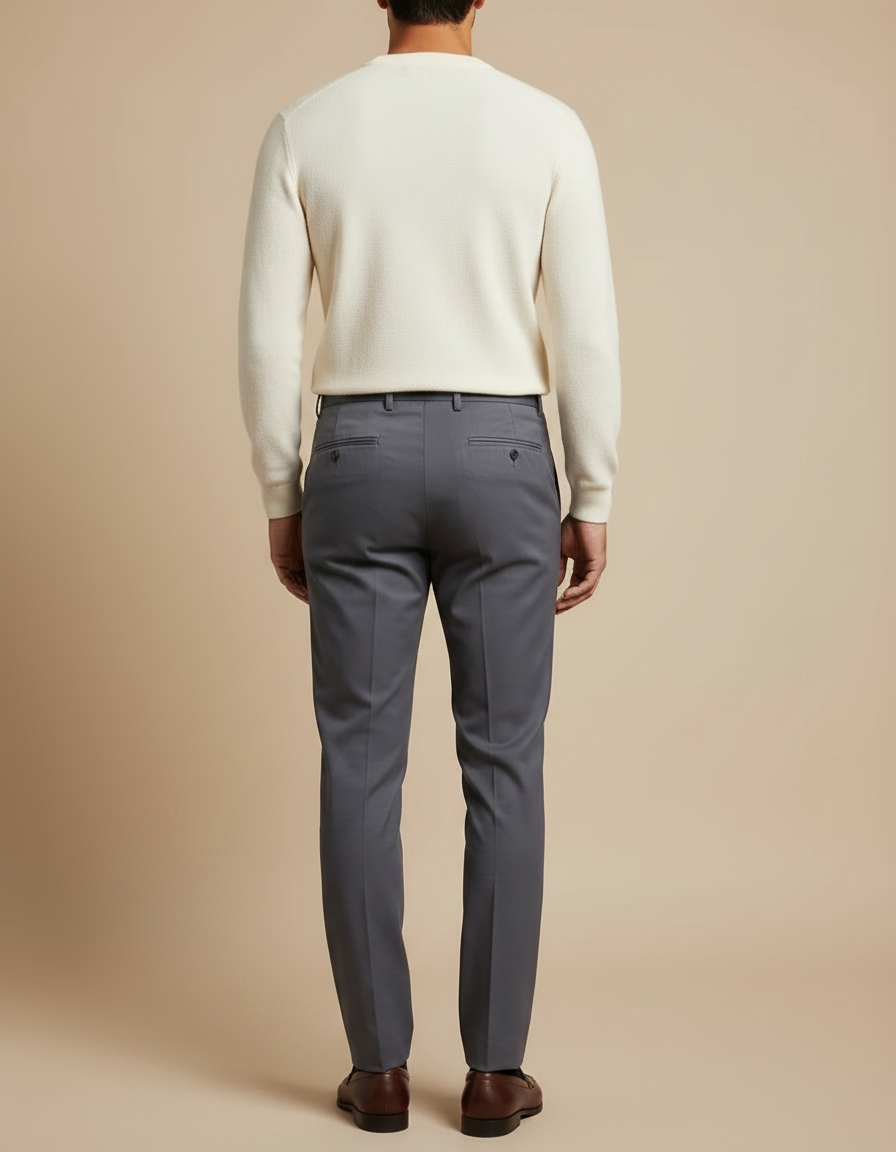 Pantalon Chino Gris Anthracite Homme Élégant Slim - Gabardine - vue 2