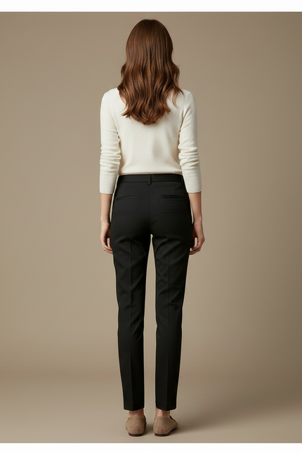 Pantalon Chino Noir Slim Élégant Femme Formel - Polyester - vue 2