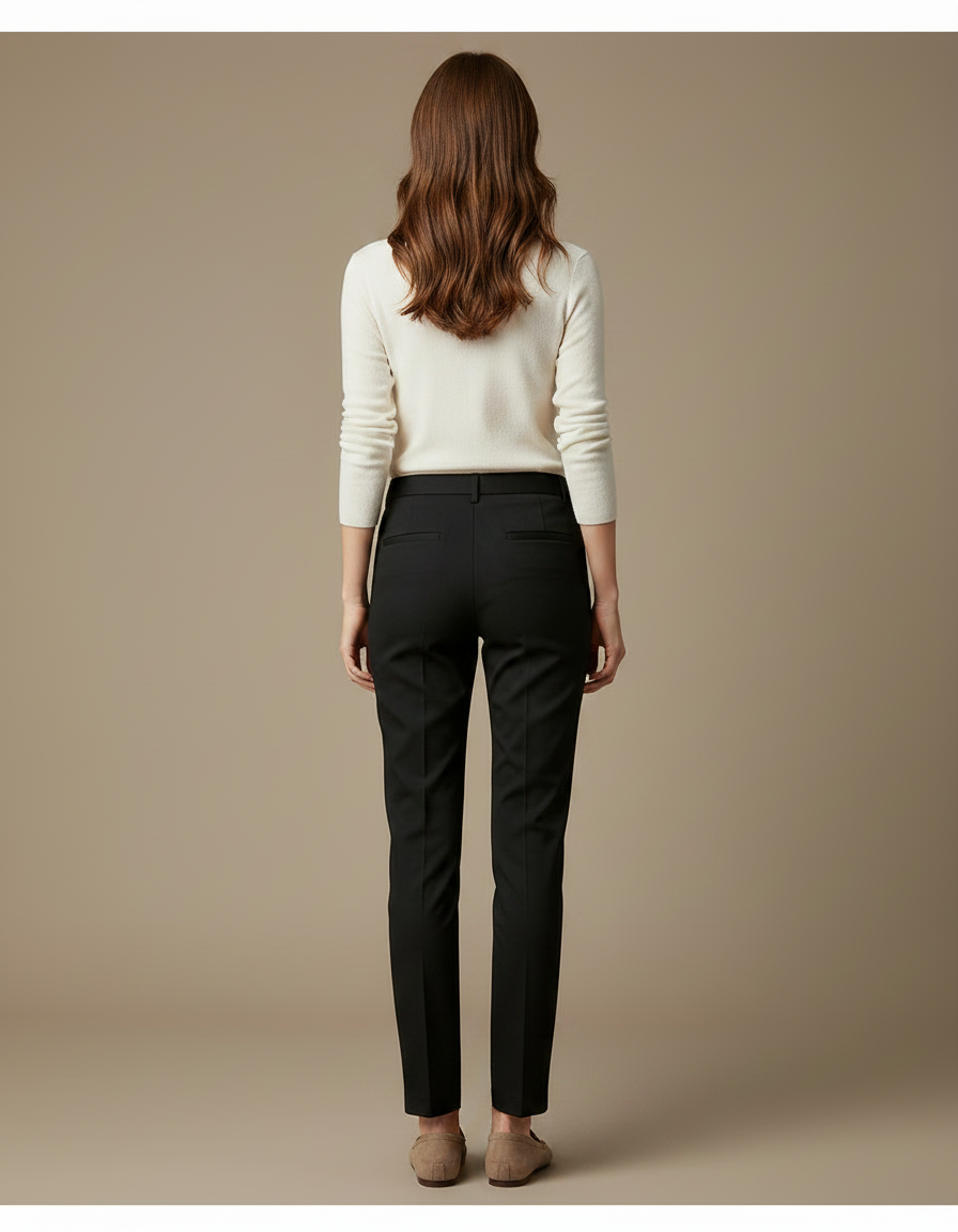 Pantalon Chino Noir Slim Élégant Femme Formel - Polyester - vue 2