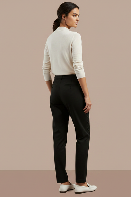 Pantalon Chino Noir Droit Élégant Décontracté Femme - Gabardine - vue 2