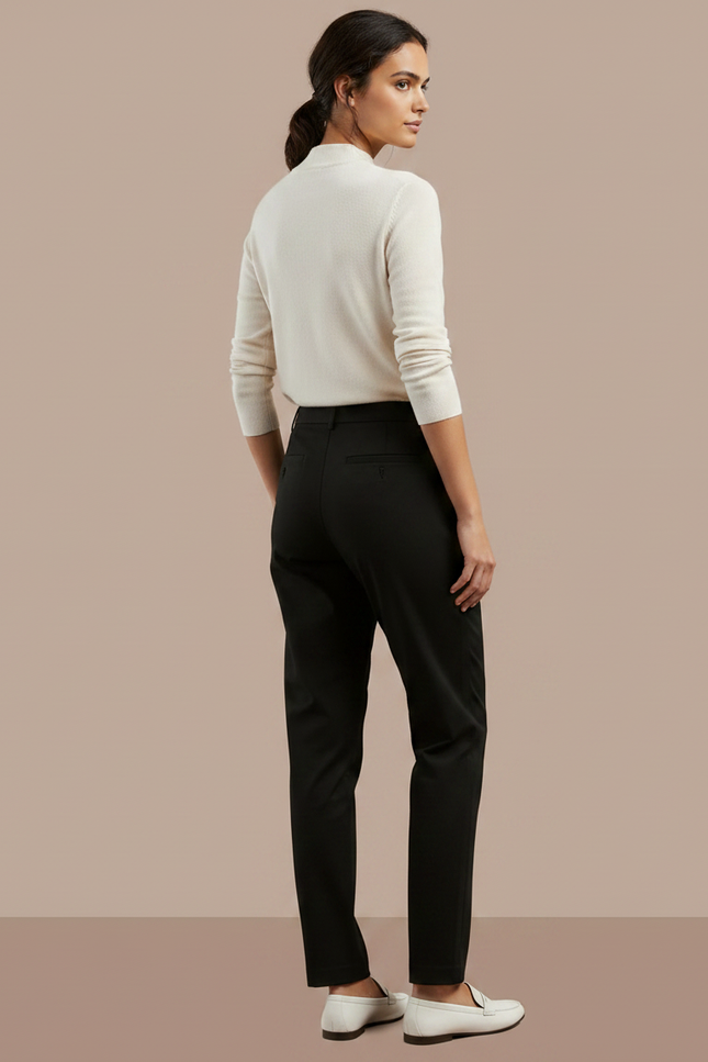 Pantalon Chino Noir Droit Élégant Décontracté Femme - Gabardine - vue 2