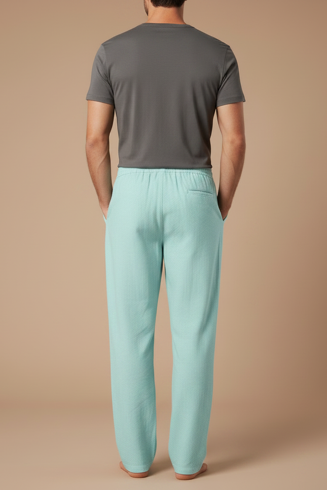 Pantalon Chino Vert Menthe Droit Cordon Décontracté Homme - Lin - vue 2