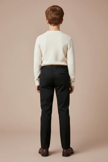 Pantalon Chino Noir Coupe Droite Enfant Coton - vue 2
