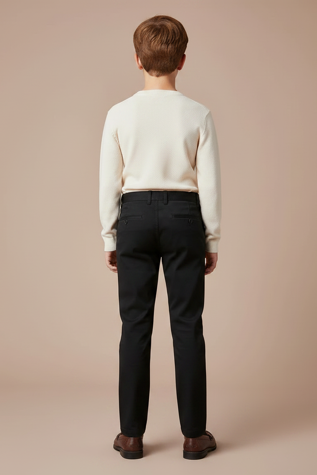Pantalon Chino Noir Coupe Droite Enfant Coton - vue 2