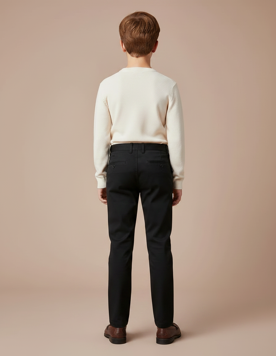 Pantalon Chino Noir Coupe Droite Enfant Coton - vue 2