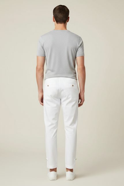 Pantalon Chino Blanc Coton Décontracté Resserré Homme - vue 2