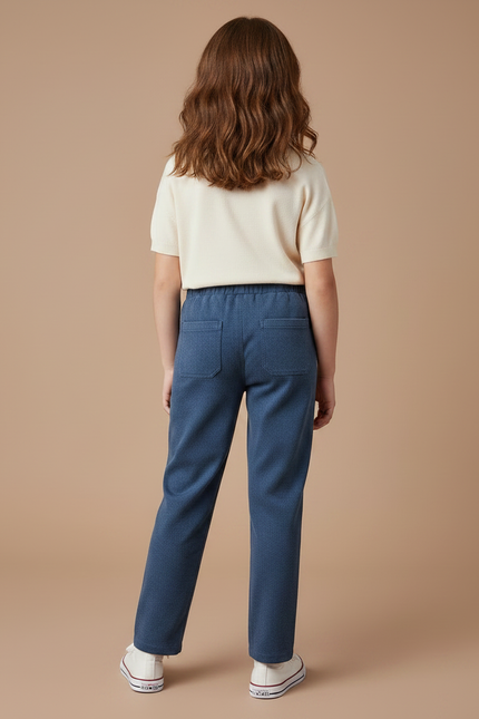 Pantalon Chino Bleu Droit Décontracté Enfant - Molleton - vue 2
