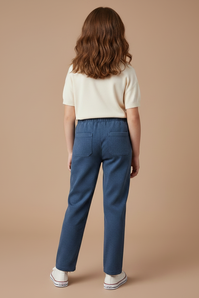 Pantalon Chino Bleu Droit Décontracté Enfant - Molleton - vue 2