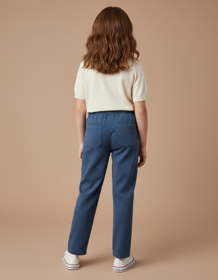 Pantalon Chino Bleu Droit Décontracté Enfant - Molleton - vue 2