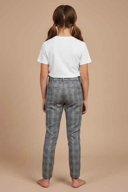 Pantalon Chino Carreaux Gris Slim Enfant - Laine - vue 2