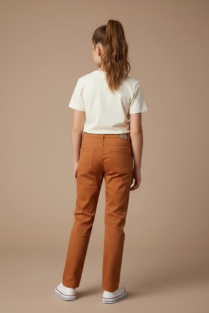 Pantalon Chino Marron Uni Coton Enfant Classique - vue 2