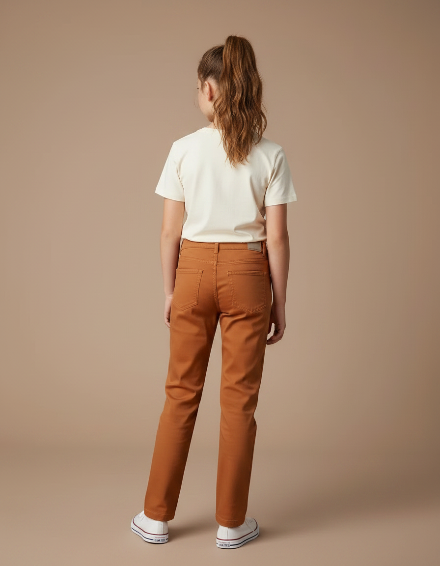 Pantalon Chino Marron Uni Coton Enfant Classique - vue 2