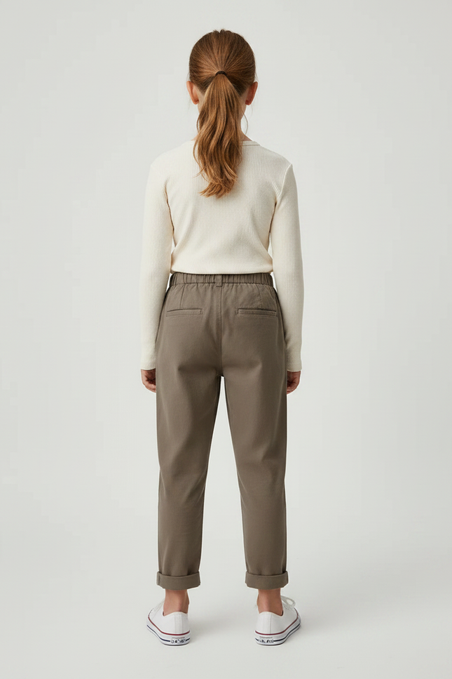 Pantalon Chino Kaki Coton Élastique Décontracté Enfant - vue 2