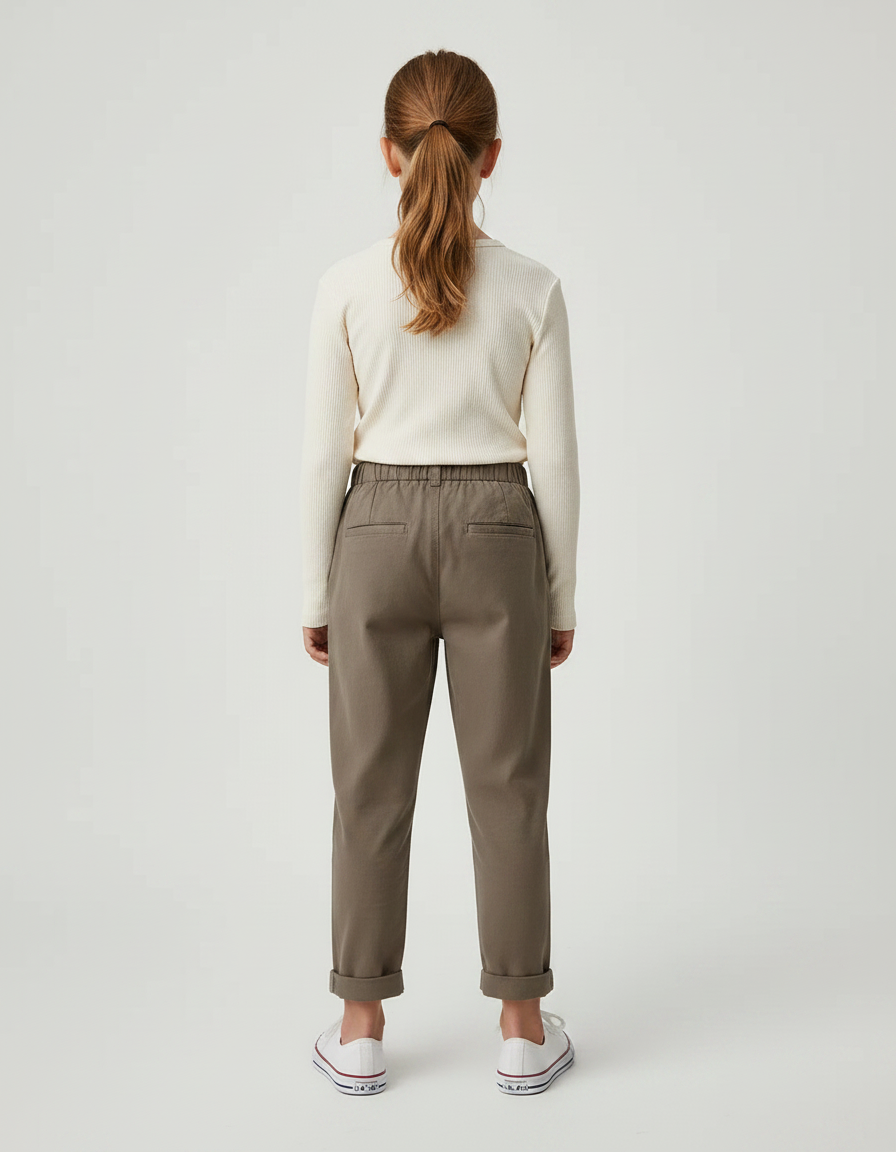 Pantalon Chino Kaki Coton Élastique Décontracté Enfant - vue 2