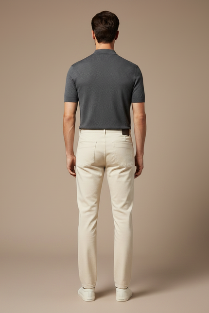 Pantalon Chino Denim - Beige Jean - vue 2