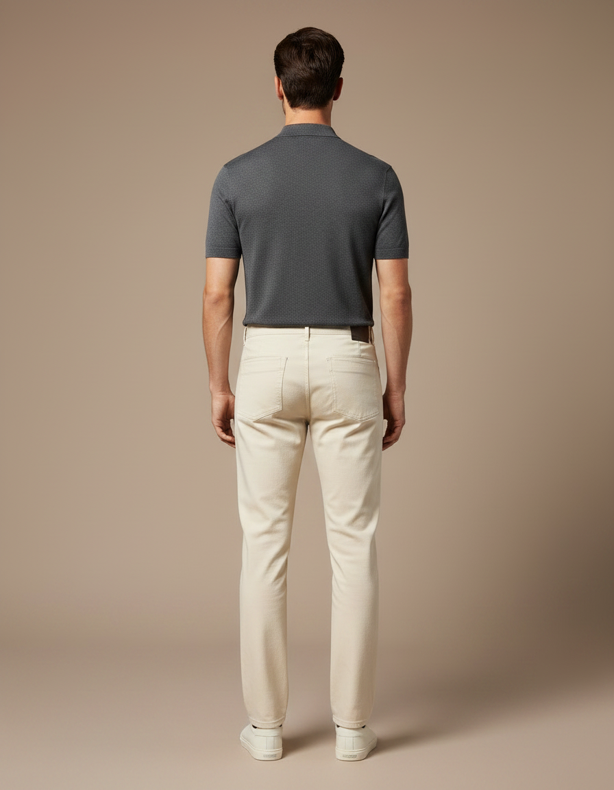 Pantalon Chino Denim - Beige Jean - vue 2