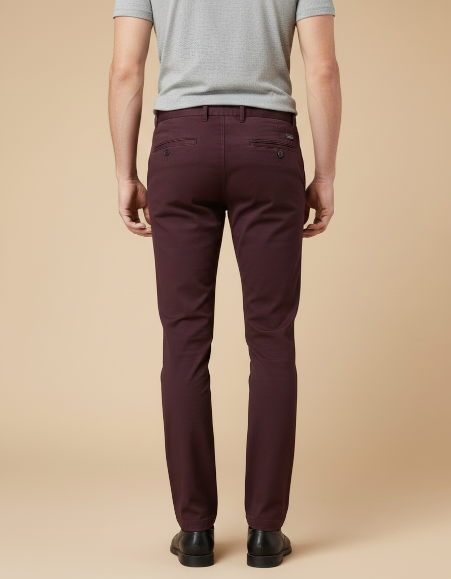 Pantalon Skinny Chino Homme - Bordeaux Gabardine - vue 2