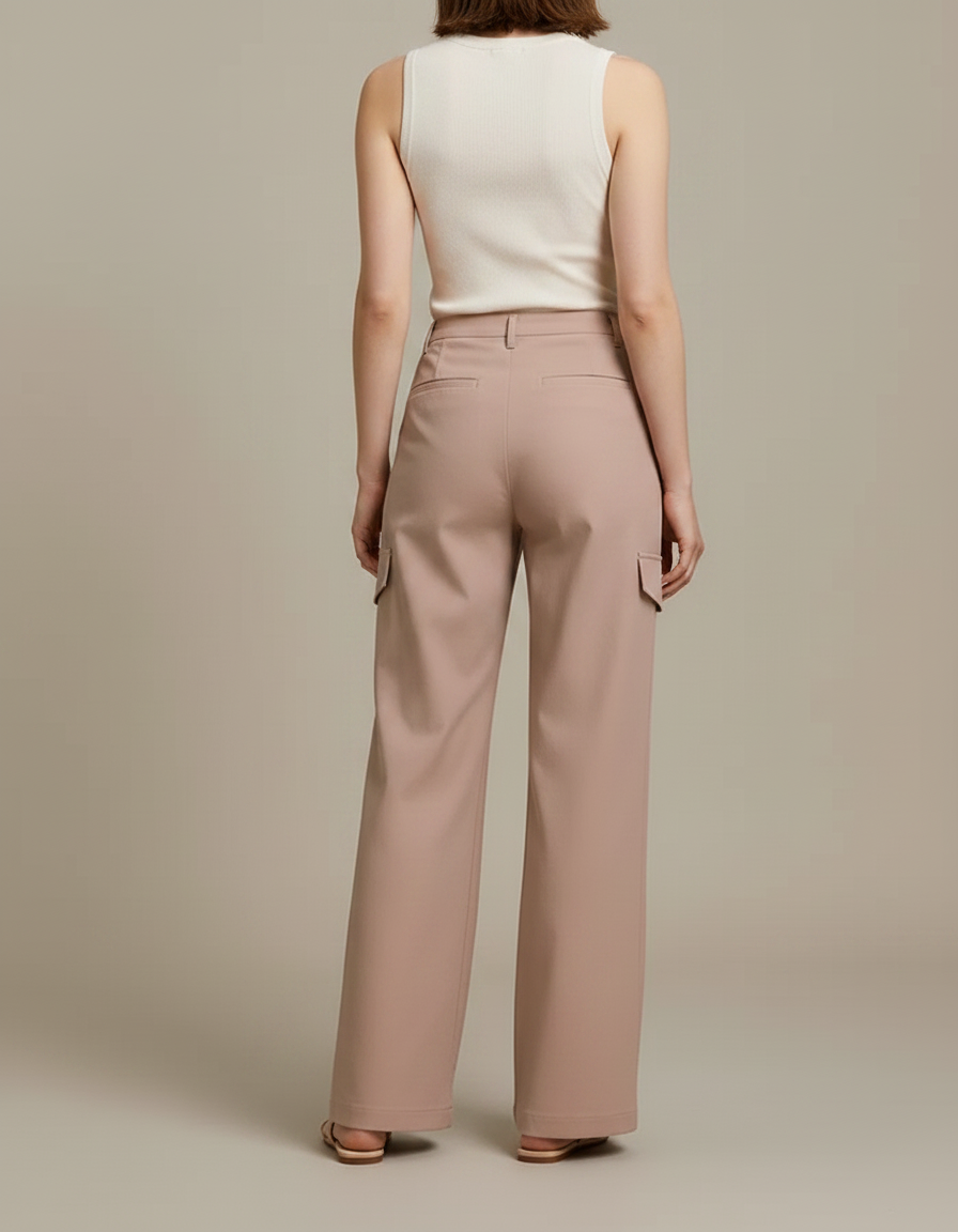 Pantalon Chino Cargo Effet Decontracte - Beige Gabardine - vue 2