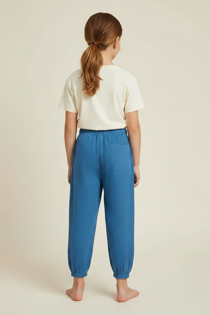 Pantalon Chino Bleu Coton Ample Resserré Enfants - vue 2
