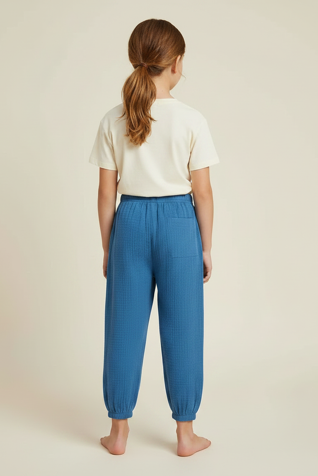 Pantalon Chino Bleu Coton Ample Resserré Enfants - vue 2