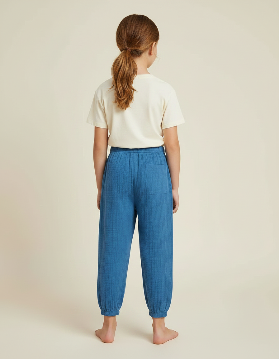 Pantalon Chino Bleu Coton Ample Resserré Enfants - vue 2