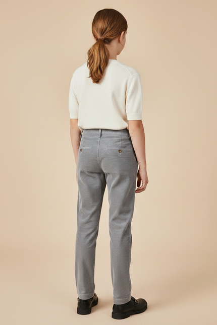 Pantalon Chino Gris Côtelé Droit Décontracté Enfant - Cordé - vue 2
