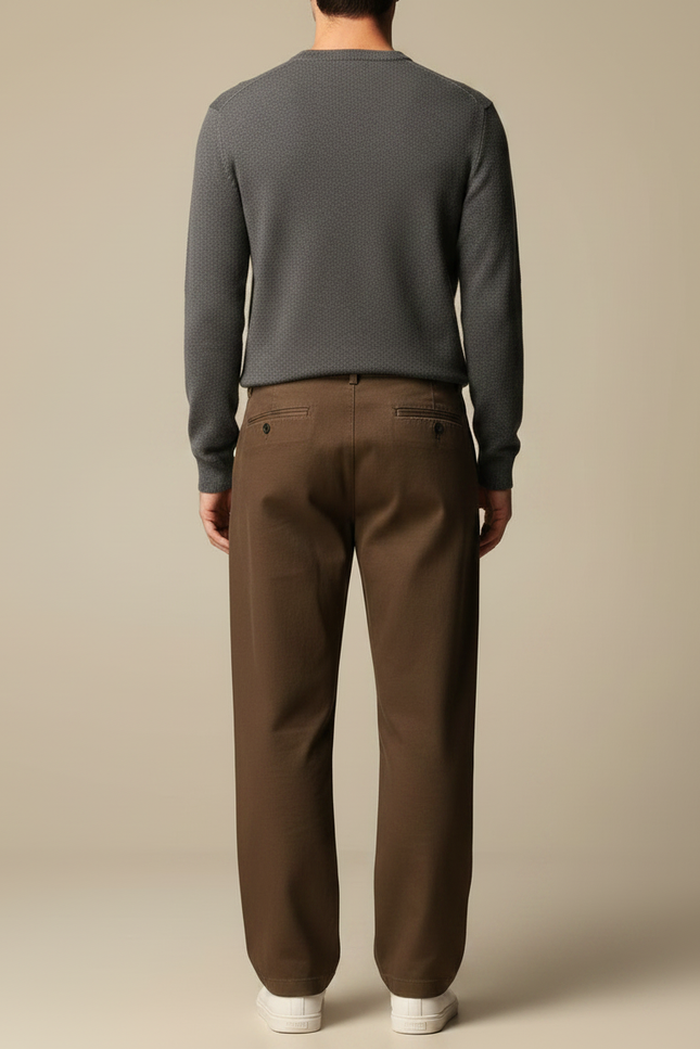 Pantalon Chino Loose Homme - Marron Gabardine - vue 2