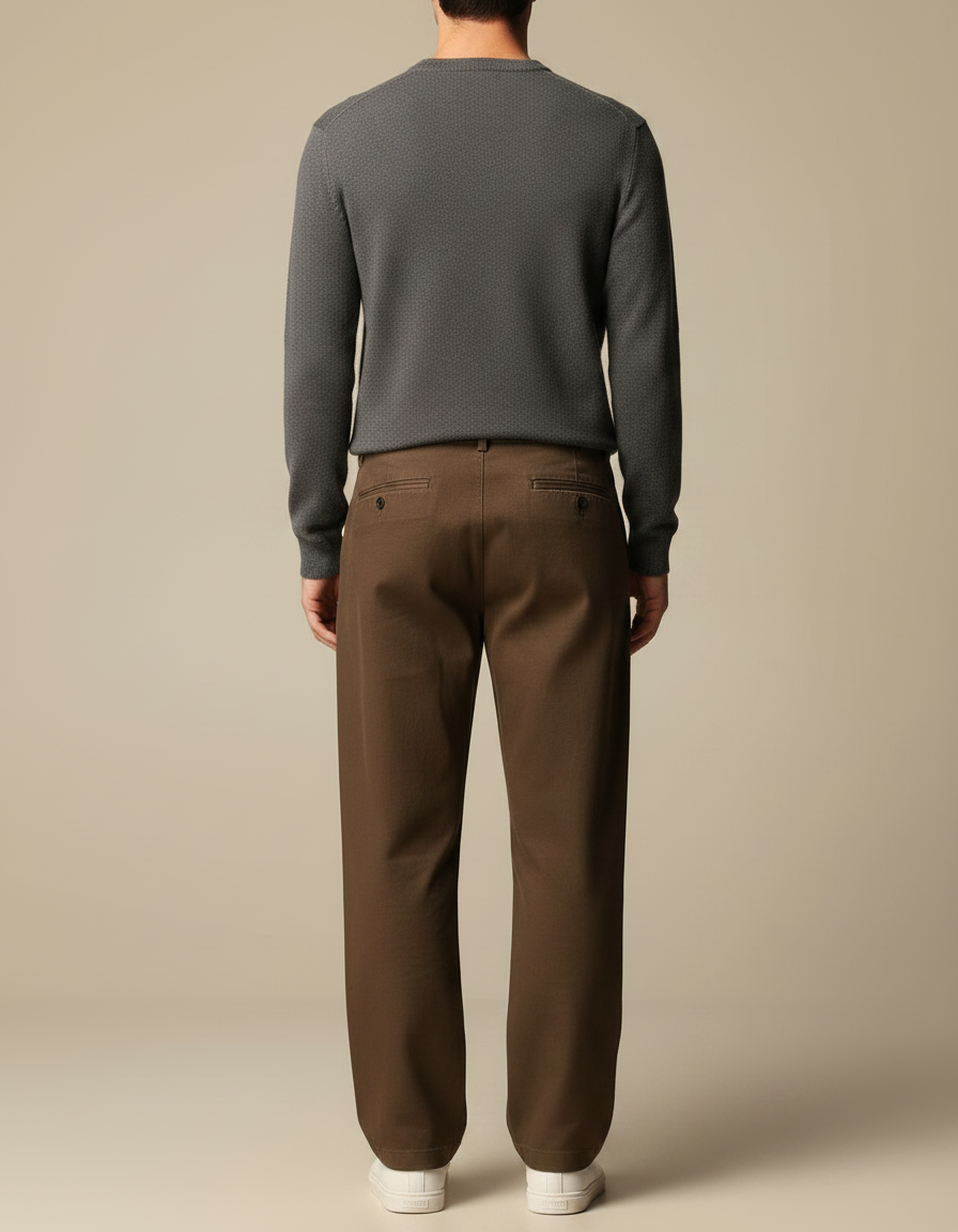 Pantalon Chino Loose Homme - Marron Gabardine - vue 2