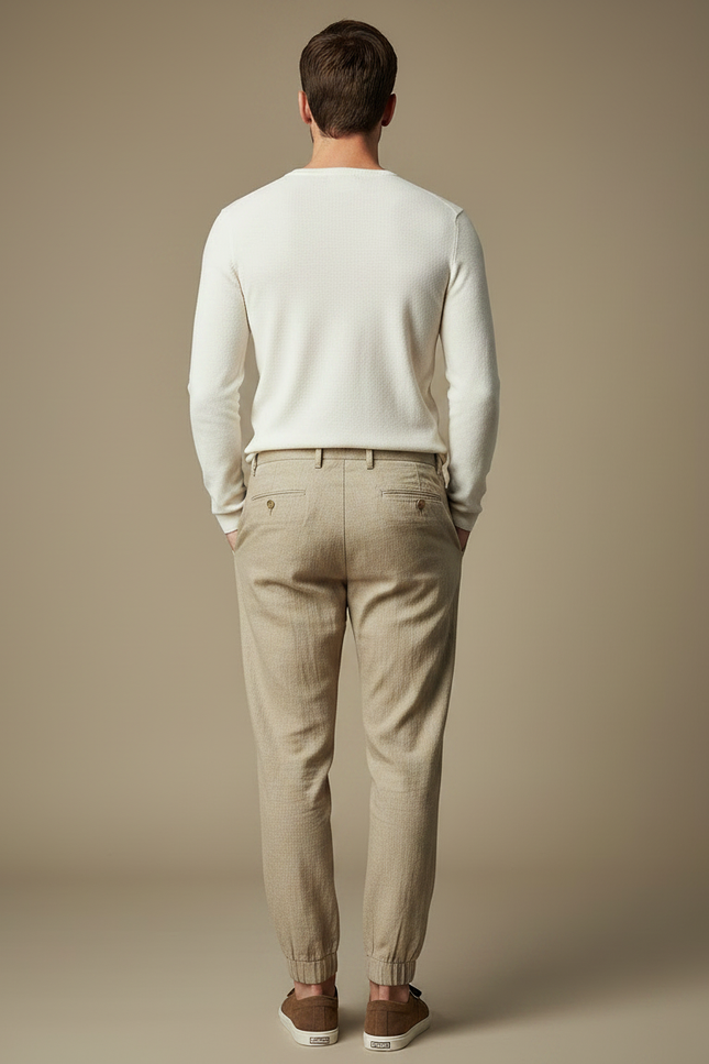 Pantalon Chino Elastique Cheville Homme - Beige Gabardine - vue 2
