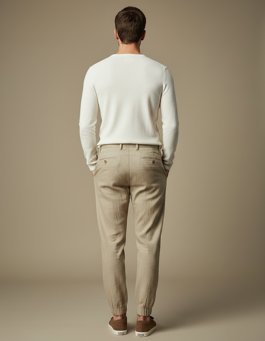 Pantalon Chino Elastique Cheville Homme - Beige Gabardine - vue 2