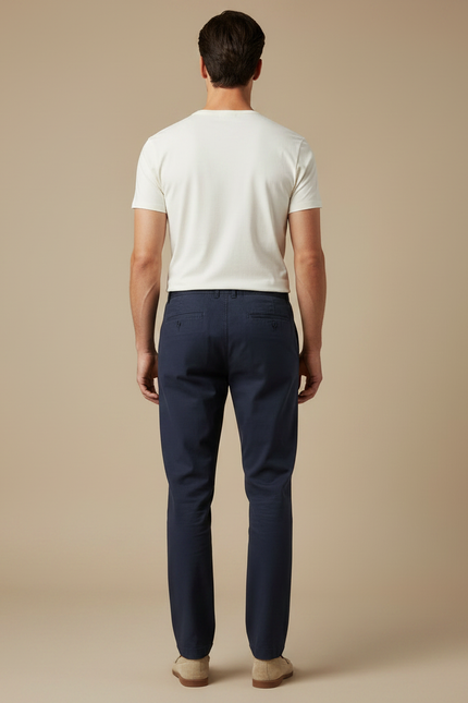 Pantalon Chino Homme Bleu Marine Tapered - Coton - vue 2
