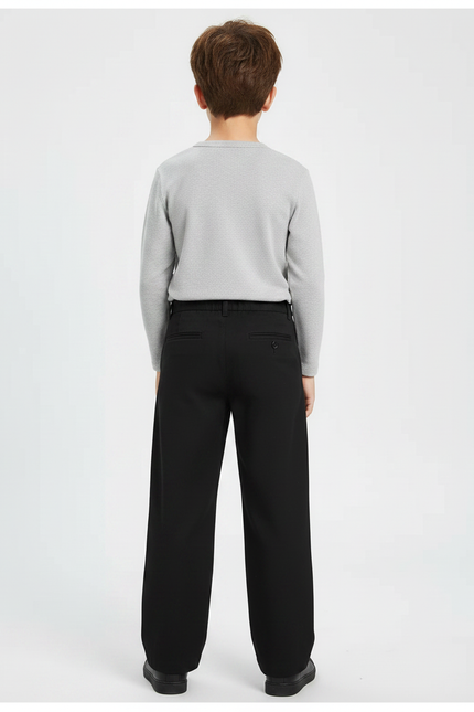 Pantalon Chino Noir Ample Décontracté Enfant Uni - Gabardine - vue 2