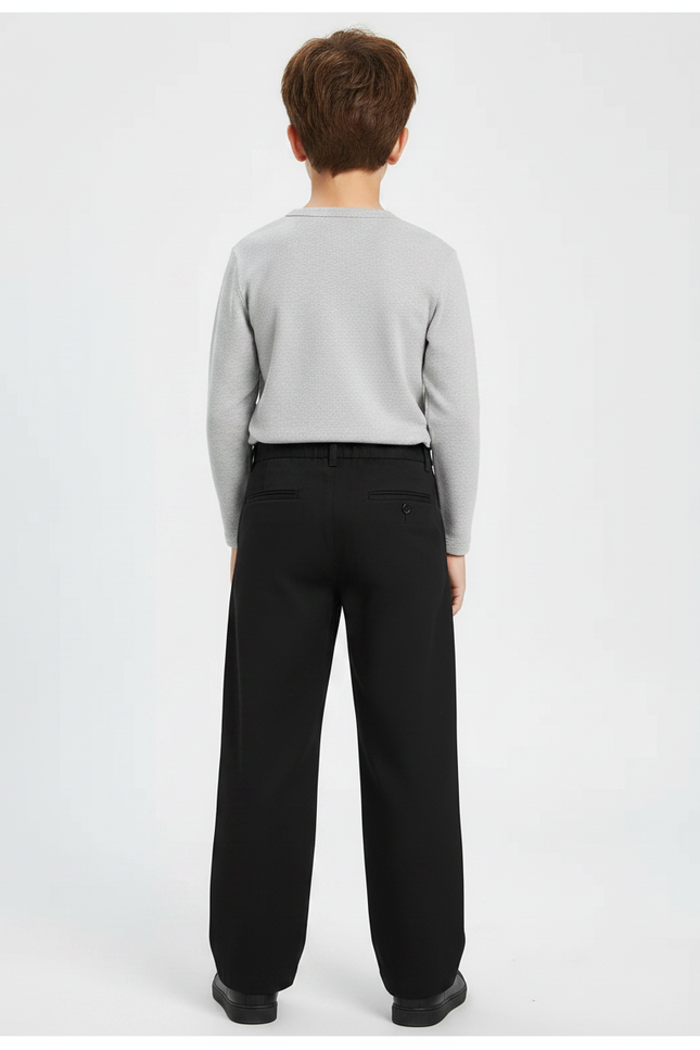 Pantalon Chino Noir Ample Décontracté Enfant Uni - Gabardine - vue 2