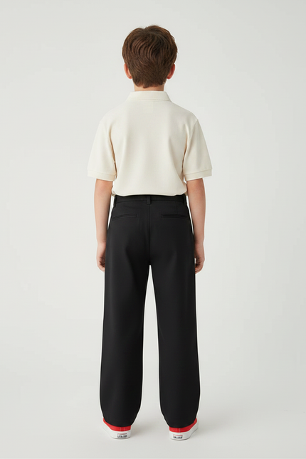 Pantalon Chino Noir Ample Décontracté Enfant - Gabardine - vue 2