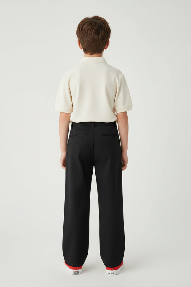 Pantalon Chino Noir Ample Décontracté Enfant - Gabardine - vue 2