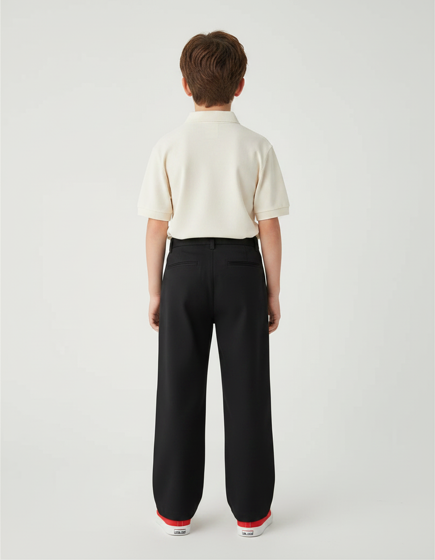 Pantalon Chino Noir Ample Décontracté Enfant - Gabardine - vue 2