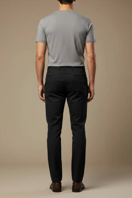 Pantalon Chino Homme Noir Tapered - Gabardine - vue 2