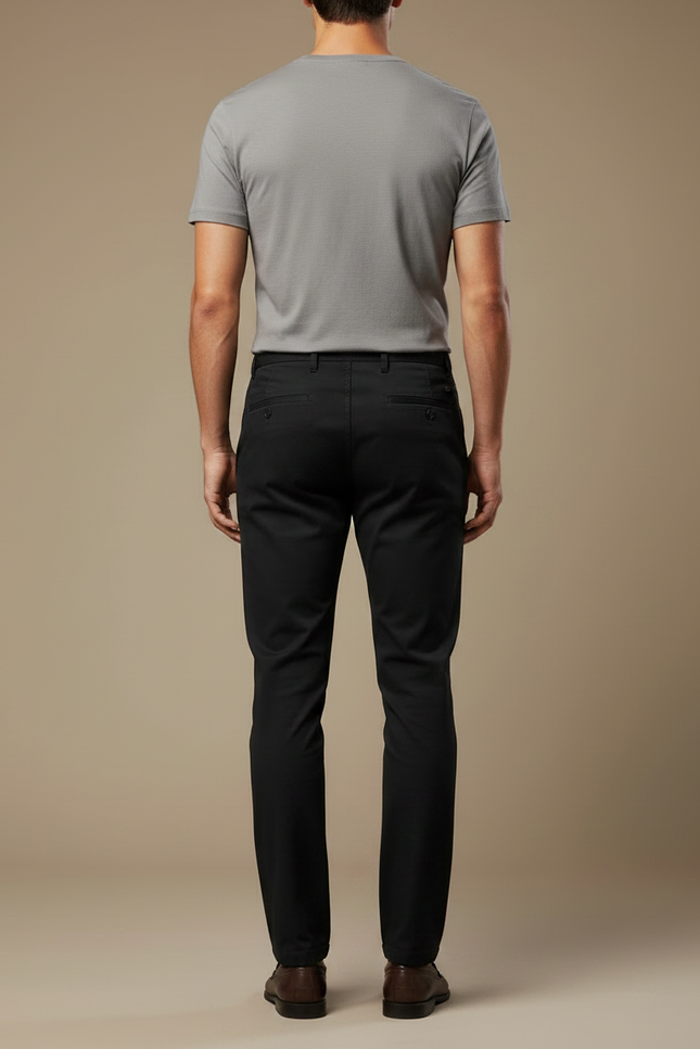Pantalon Chino Homme Noir Tapered - Gabardine - vue 2