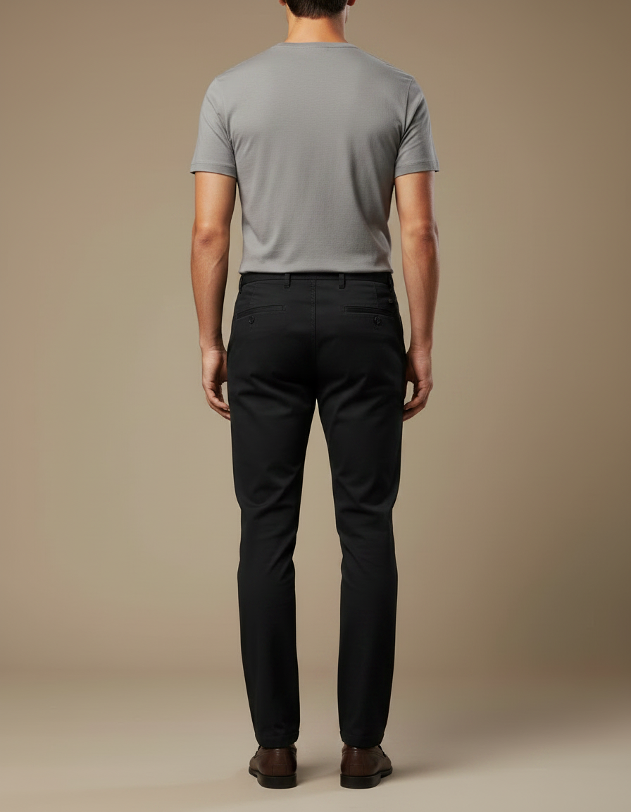 Pantalon Chino Homme Noir Tapered - Gabardine - vue 2
