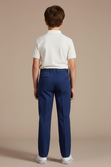 Pantalon Chino Bleu Marine Droit Élégant Garçon - Gabardine - vue 2