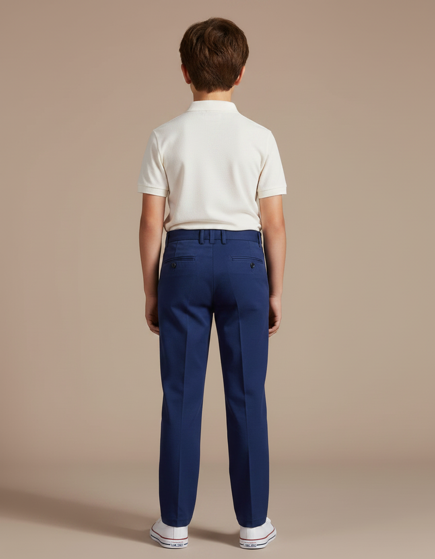 Pantalon Chino Bleu Marine Droit Élégant Garçon - Gabardine - vue 2