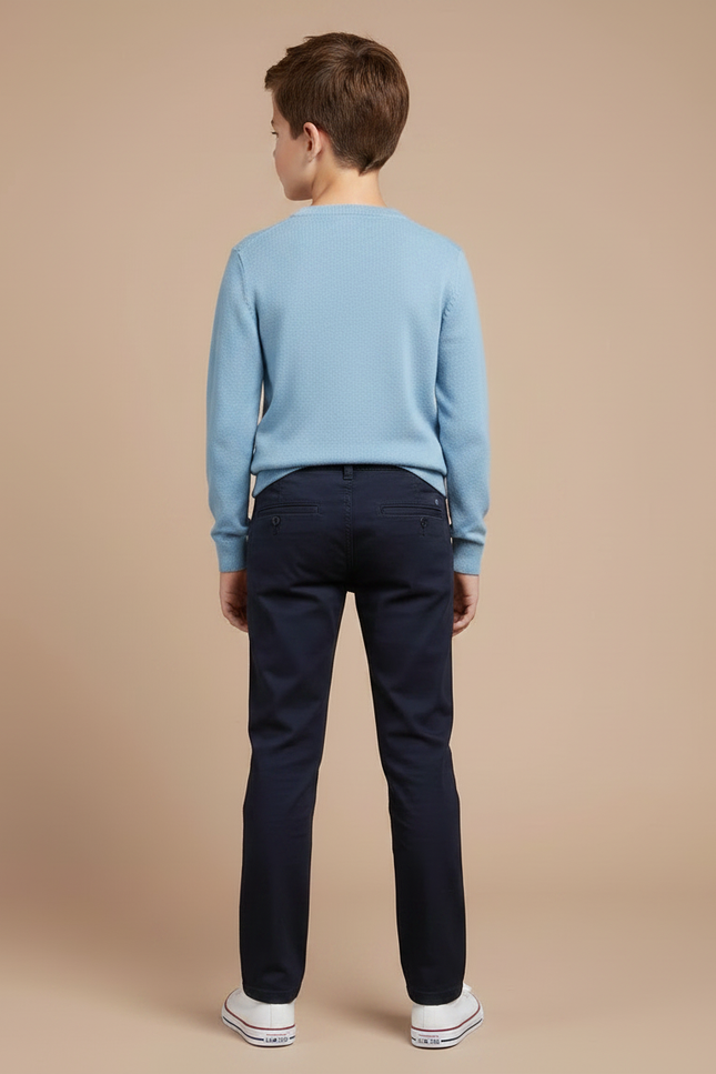 Pantalon Chino Marine Coton Slim Décontracté Enfant - vue 2