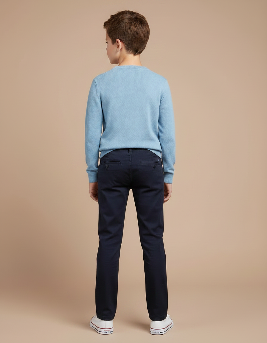 Pantalon Chino Marine Coton Slim Décontracté Enfant - vue 2
