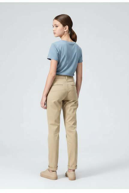 Pantalon Chino Beige Coton Droit Classique Fille - vue 2