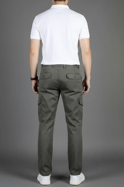Pantalon Chino Homme Coton Cargo Kaki Décontracté - vue 2