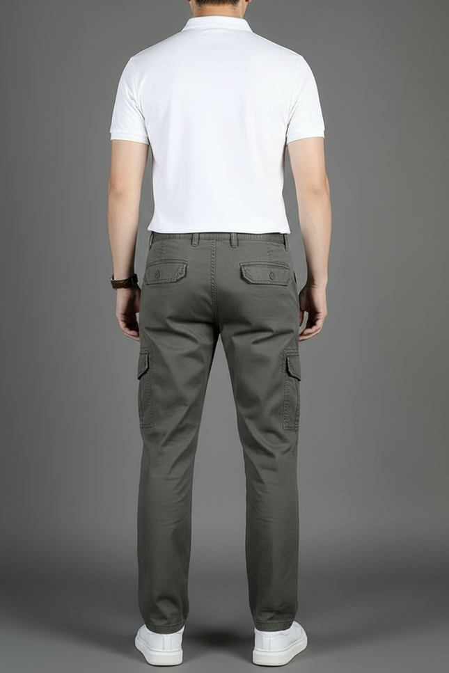 Pantalon Chino Homme Coton Cargo Kaki Décontracté - vue 2