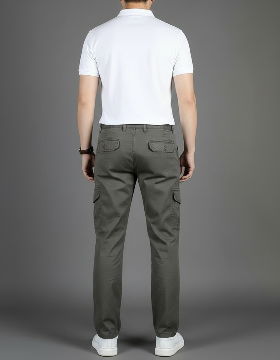Pantalon Chino Homme Coton Cargo Kaki Décontracté - vue 2